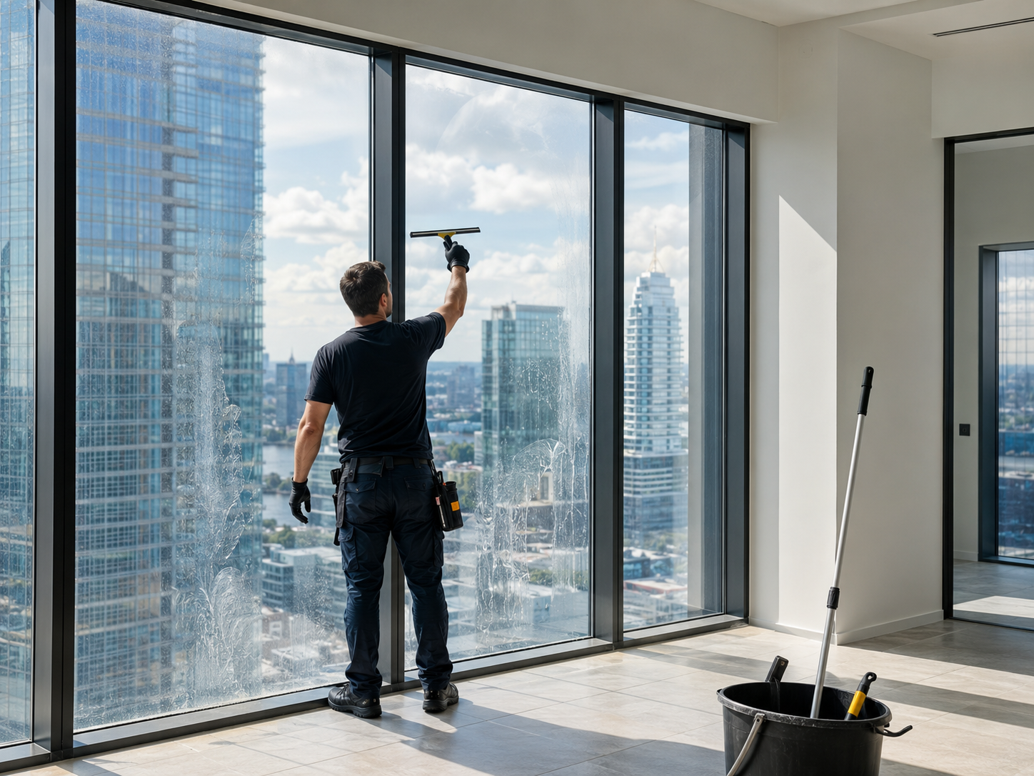 Nettoyage des vitres de chantier